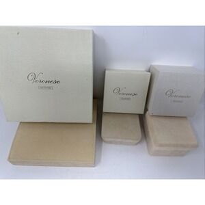 Veronese EMPTY Jewelry Box Mixed Lot Cream Velvet Gift Boxes Necklace Storage